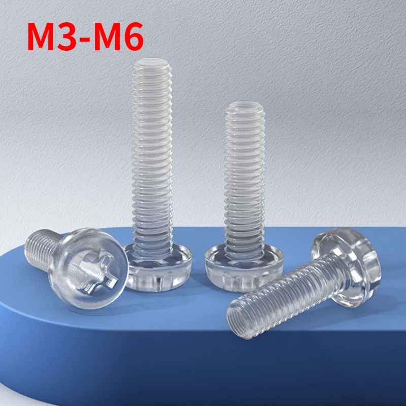

Acrylic Transparent Plastic Nylon Disc Cross Screw Bolt Round Head Screw PC Screw Nut Accessories Daquan Length 3mm-20mm