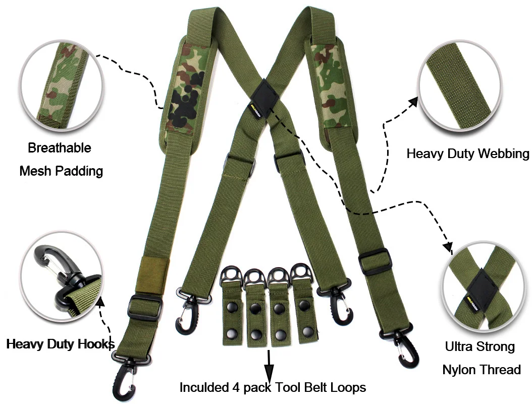 MeloTough Tactical Suspenders ,Police Suspenders for Duty Belt Belt with Padded Adjustable Shoulder Military Tactical Suspender