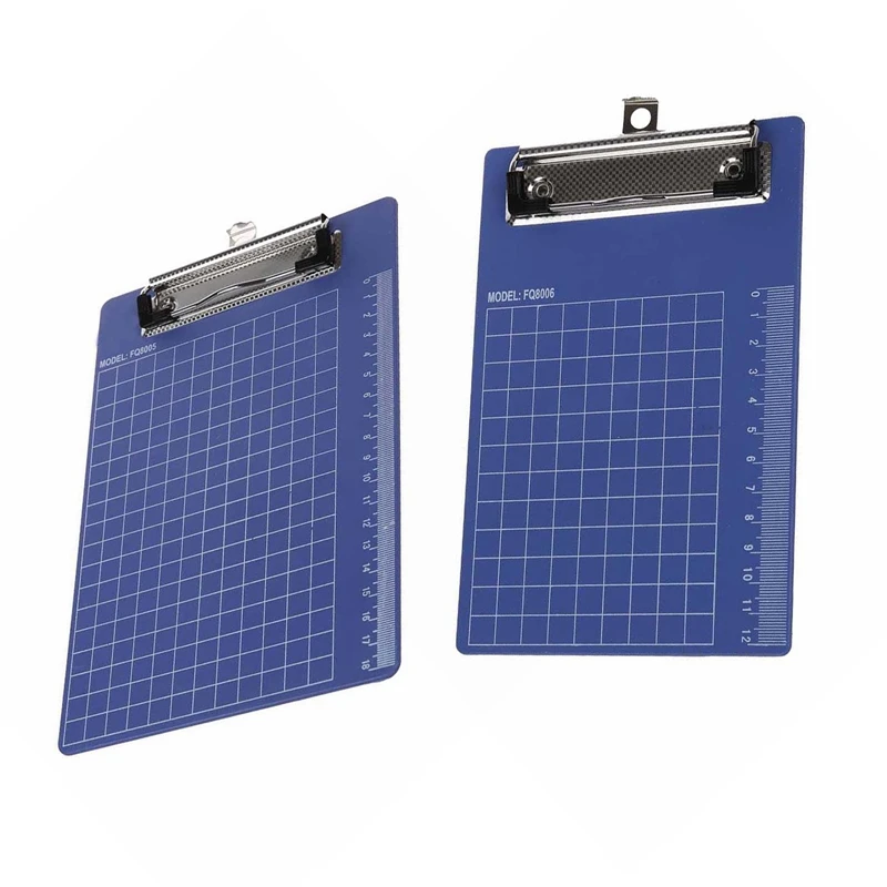 

2Pcs Pad Clip Holder Folder Plastic Clipboard Blue Purple For Paper - A6 & A5