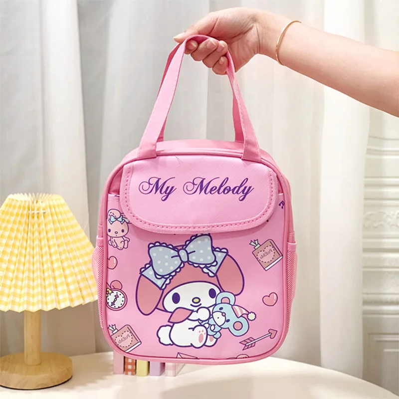 

Sanrio Kawaii HelloKitty Lunch Box Bag MyMelody Kuromi Cute Cartoon Foldable Portable Large Capacity Student Hand Lunch Box Bag