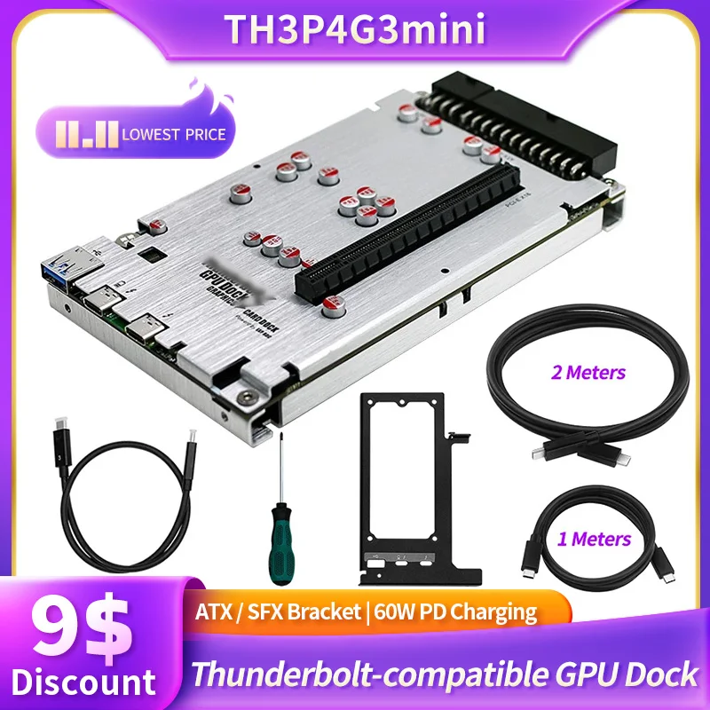

Док-станция Thunderbolt для графического процессора TH3P4G3mini, USB3.0 расширенный интерфейс PCI-E X16, 60 Вт, зарядка PD с кронштейном