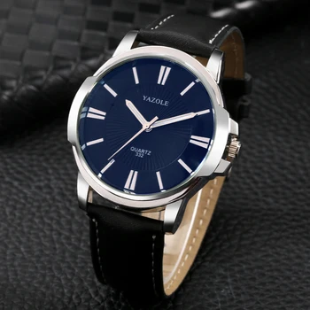 New High Grade Men's Watch Set Black Large Dial Leather Strap Vintage Woven Bracelet Bead Chain Luxury Quartz Watches Gift Box Other Image