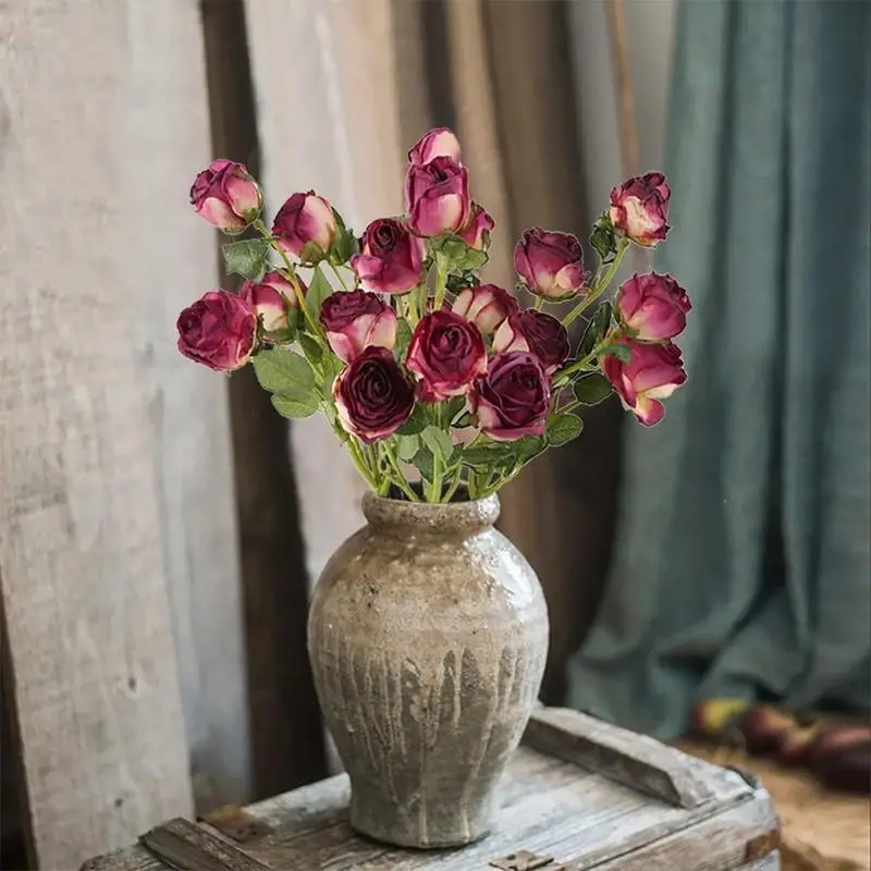 

4pcs 20Heads Artificial Roses Silk Roses with Stem for DIY Wedding Bouquet Floral Arrangements Home Party Centerpiece Decoration