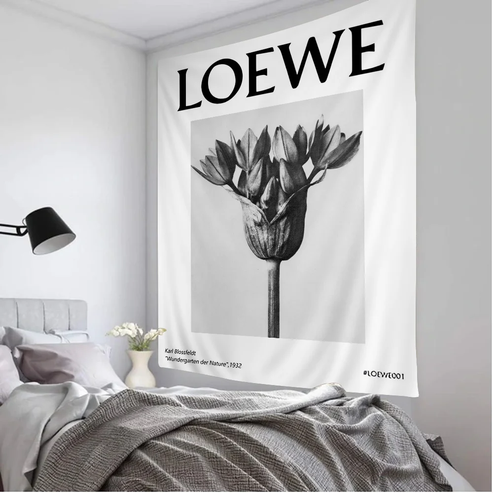 Современные черно-белые растения искусство Loewe висячие богемные гобелены для