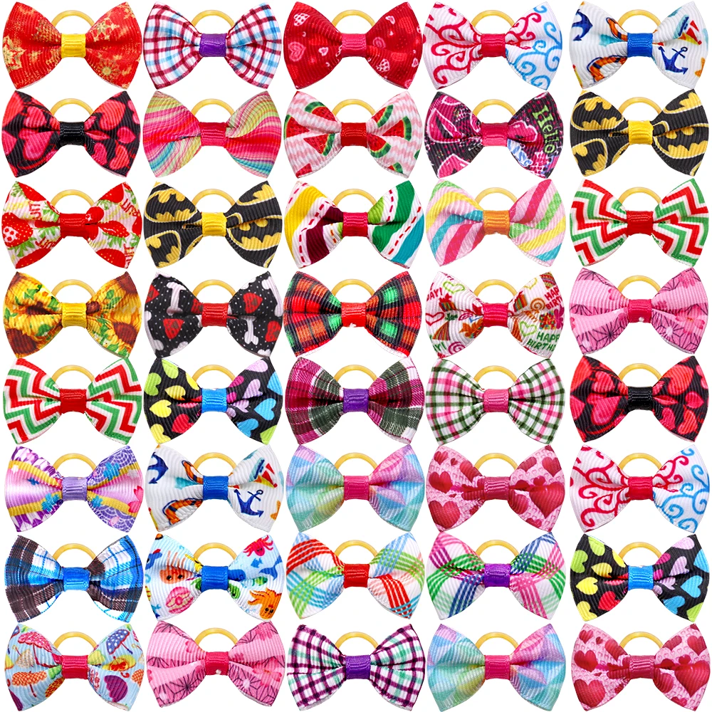 

Hair Fashion Pet Collar For Decoration Bows Accessories Bows 100pcs Dog Pet Accessories Dog Cute Hair Rubber Dog Bands