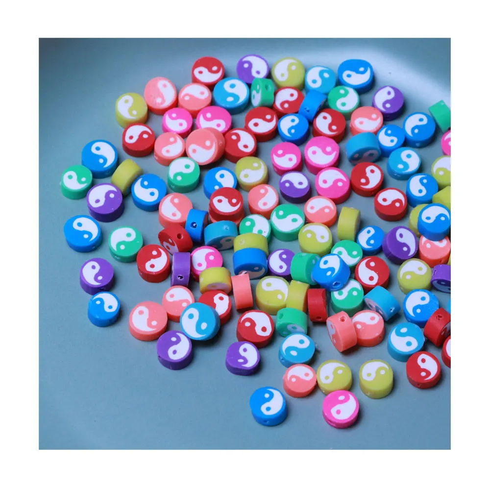 

10mm Colorful Yinyang Loose Spacer Beads Round Tai Chi Polymer Clay Beads For Jewelry Making DIY Handmade Accessories