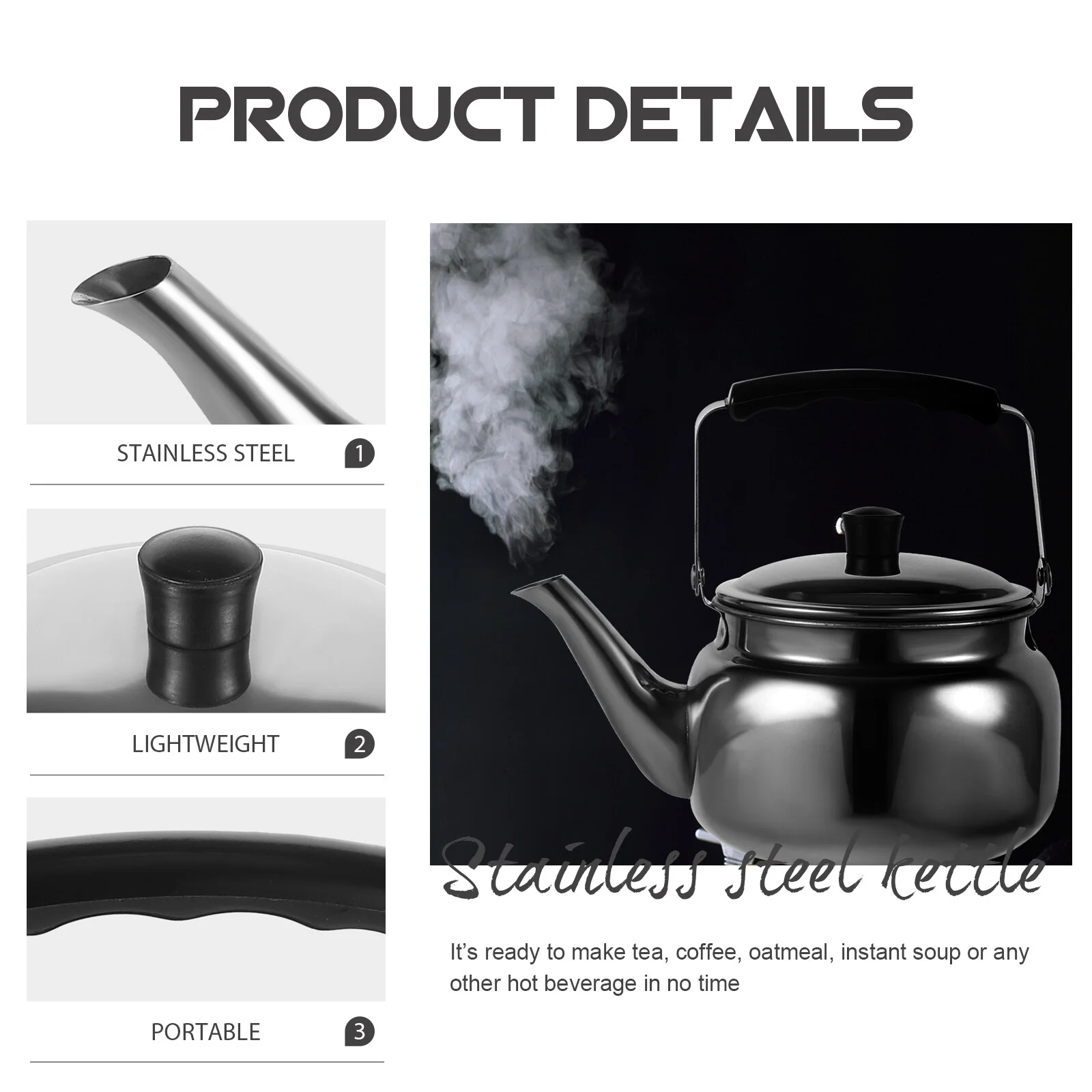 Походный чайник для воды из нержавеющей стали портативный ручной газовый