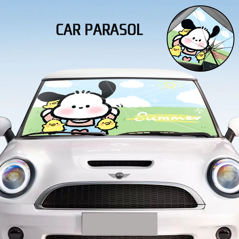 

Kawaii Sanrio Pochacco Car Parasol Front Windshield Sun Protection Insulation Shading Anti-Uv Car Interior Decorate Girl Gift