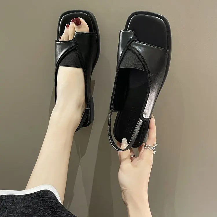 

Новинка 2022, женская повседневная обувь на плоской подошве, искусственная кожа, однотонные, с открытым носком, искусственная кожа, Размеры ...