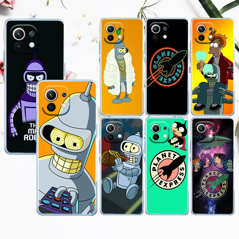 

Disney Futurama Bender Art Phone Case Transparent For Xiaomi Mi 12X 12 11 11T 11i 10T 10 Pro Lite Ultra 5G 9T 9SE A3 4G Fundas