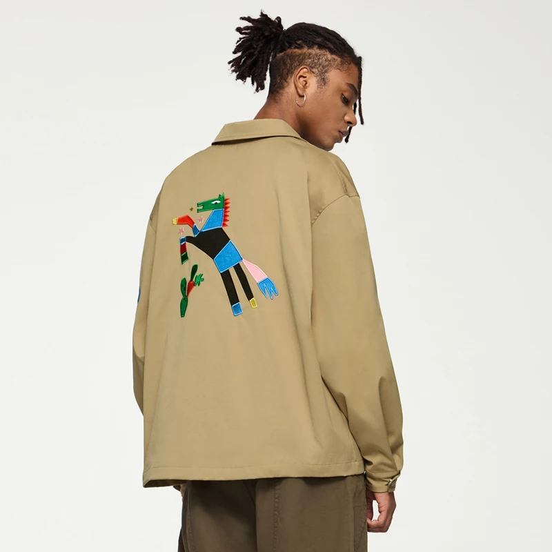 Мужская забавная короткая куртка с вышивкой осенне-зимняя новая американская