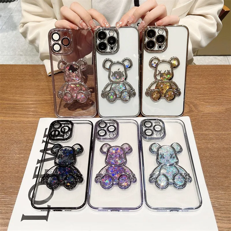 

Electroplating Glitter Xiong Bao Following From Lens Case For iphone14 13 12 11 Pro Max X XS XR SE 78 Plus Fashion New Products