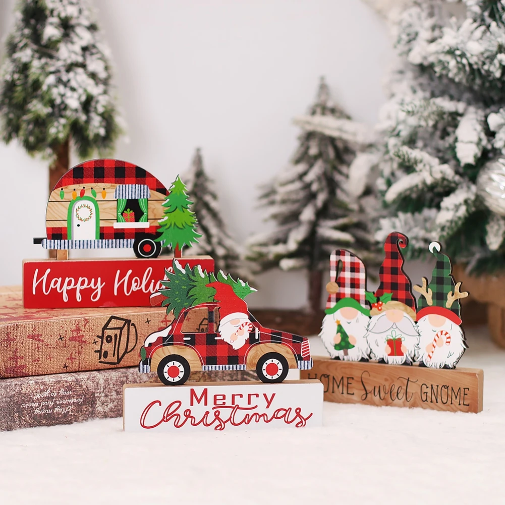 

Household Wooden Ornament Decoration Merry Christmas Home Welcome Sign Desktop DIY Decorative Craft for Party Holiday Outdoor