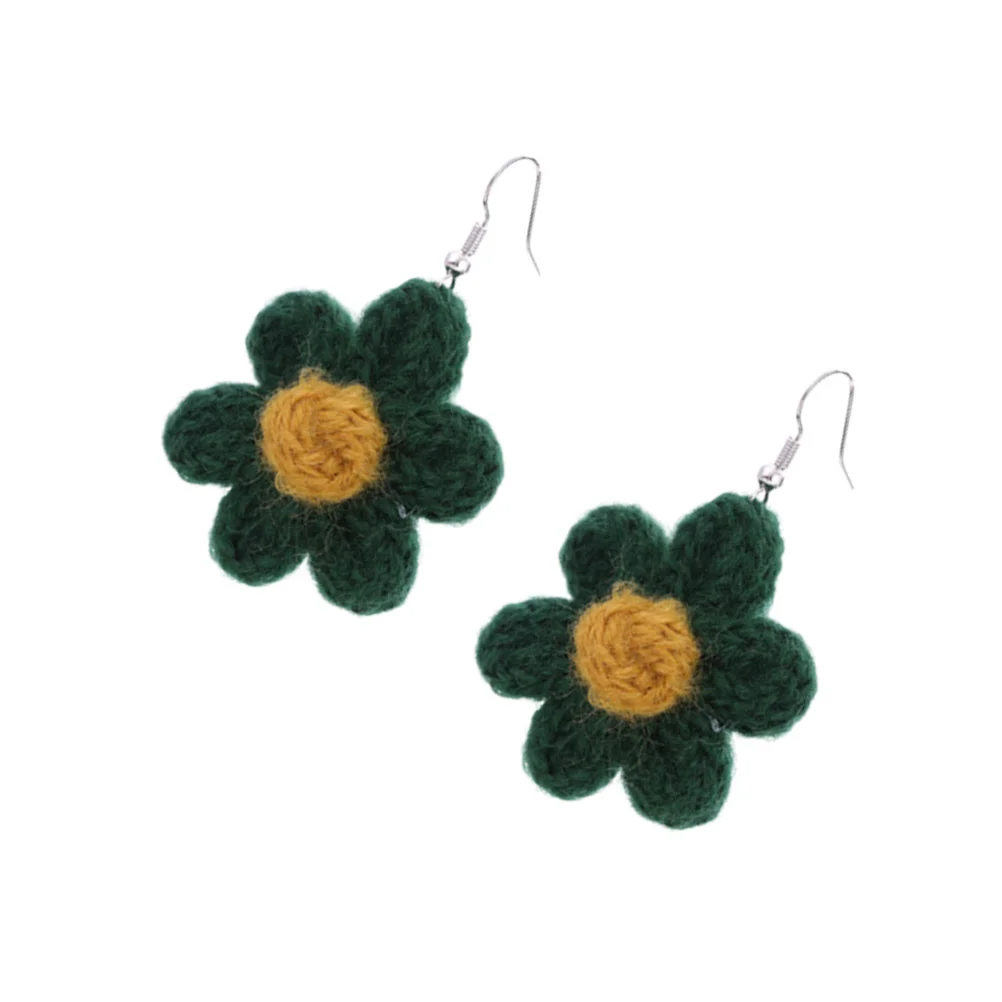 Креативные простые висячие серьги с шерстяным цветком из сплава крючком для