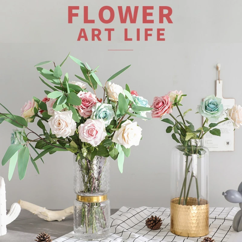 

1Pcs Simulation Rose Single Romantic Rose Artificial Flower Outdoor Party Bouquet Household Products Vases for Home Decoration