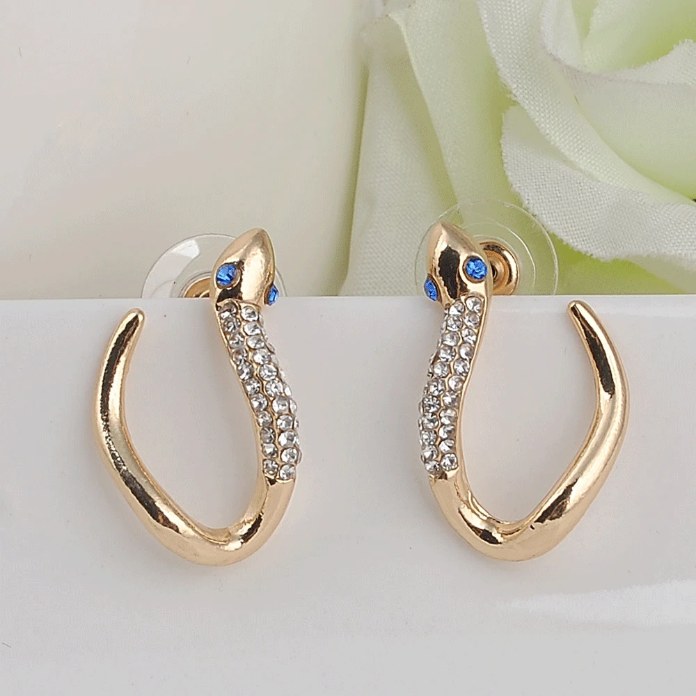 

Stud Earrings Charms Snake Rose Gold Color Wedding Jewelry Romantic Mother's Gift TOP Quality Cute Earrings