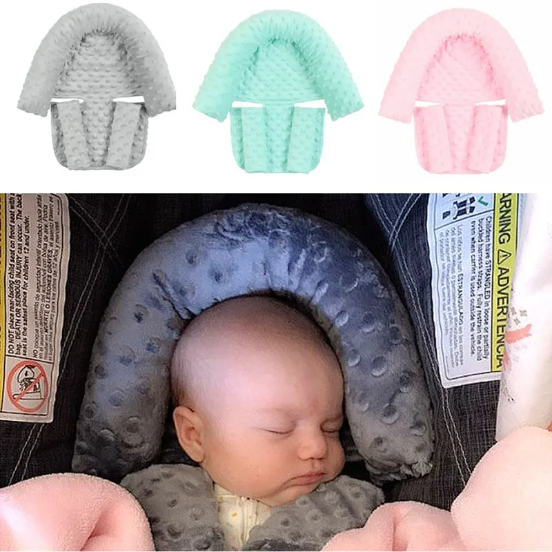 Baby Car Safety Soft Sleeping Head Support Pillow with Matching Seat Belt Strap Covers Baby Carseat Neck Protection Headrest
