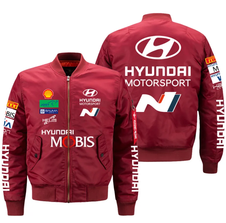 

New bomber jacket Mens Military Bomber Jackets Hyundai car logo Men Casual Solid Zipper Pilot Jacket Green Male Coats