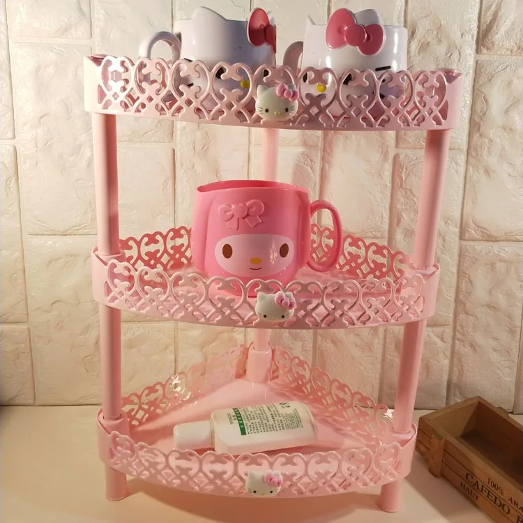 hello kitty multifunctional storage rack desktop organizer bathroom toilet cute cosmetics shelf kitchen supplies storage cabinet free global shipping