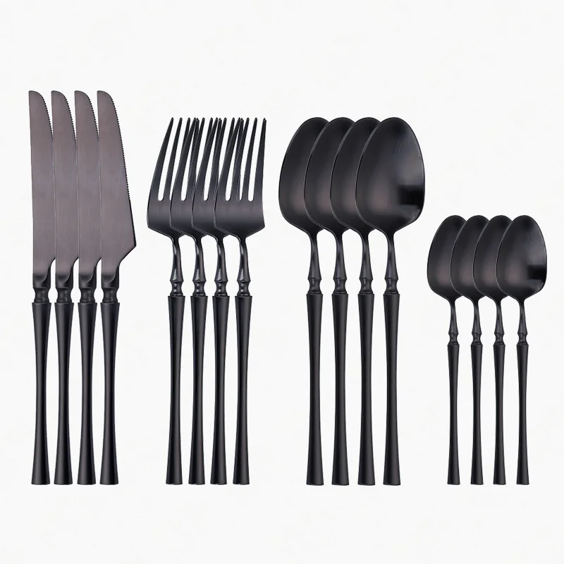 

Black Flatware Sets 16Pcs/set Stainless Steel Cutlery Creative Tableware Knives Forks Spoons Wedding Dinnerware Dropshipping