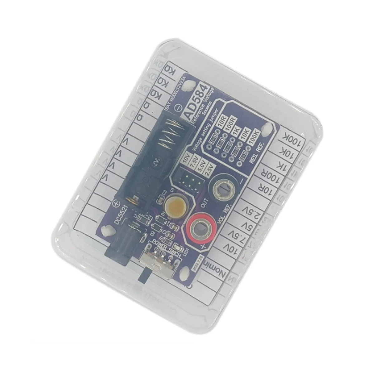 

AD584 High Precision Voltage Reference Module with 4 Channel 2.5V/7.5V/5V/10V&5 Levels 10R/100R/1K/10K/100K(with box)