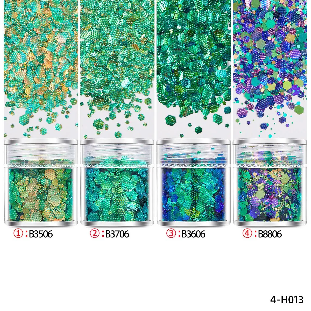 Блестящие хамелеоновые лазерные блестки для дизайна ногтей 4 цвета/набор
