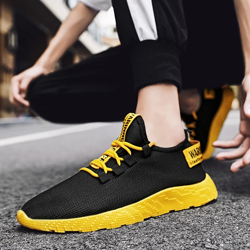 Hot Sale Knit Men's Running Shoes Lightweight Black Cheap Shoes Men Summer Breathable Male Jogging Sports Shoes Big Size 39-47