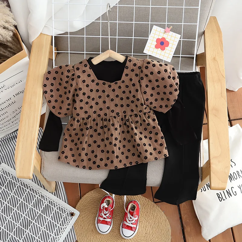 

Girls Clothing Sets Spring Autumn Children Dress Tops Long Sleeve T-shirt Pants 3pcs Party Suit For Baby Girl Costume Kid Outfit