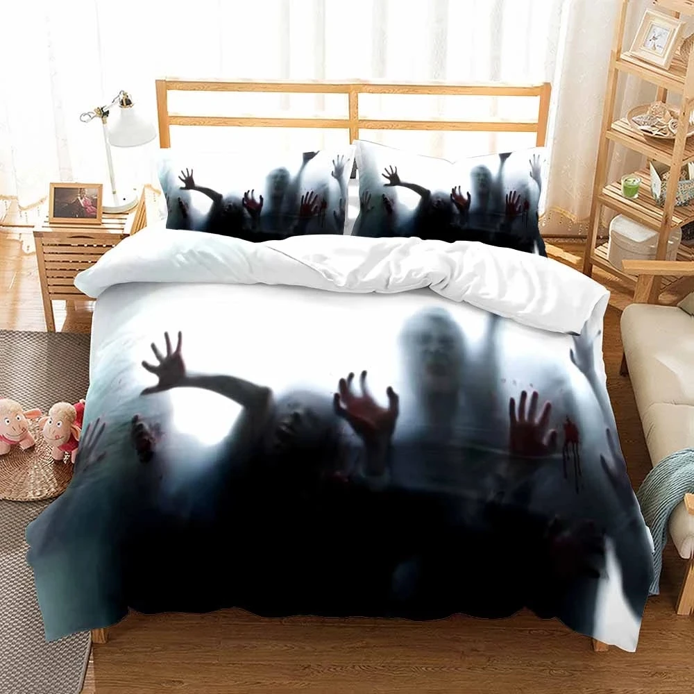 

Horror Zombie Bedding Set Halloween Moive Character 3D Print Duvet Cover Child Christmas Ghost Shadow Hand Adult Quilt Cover