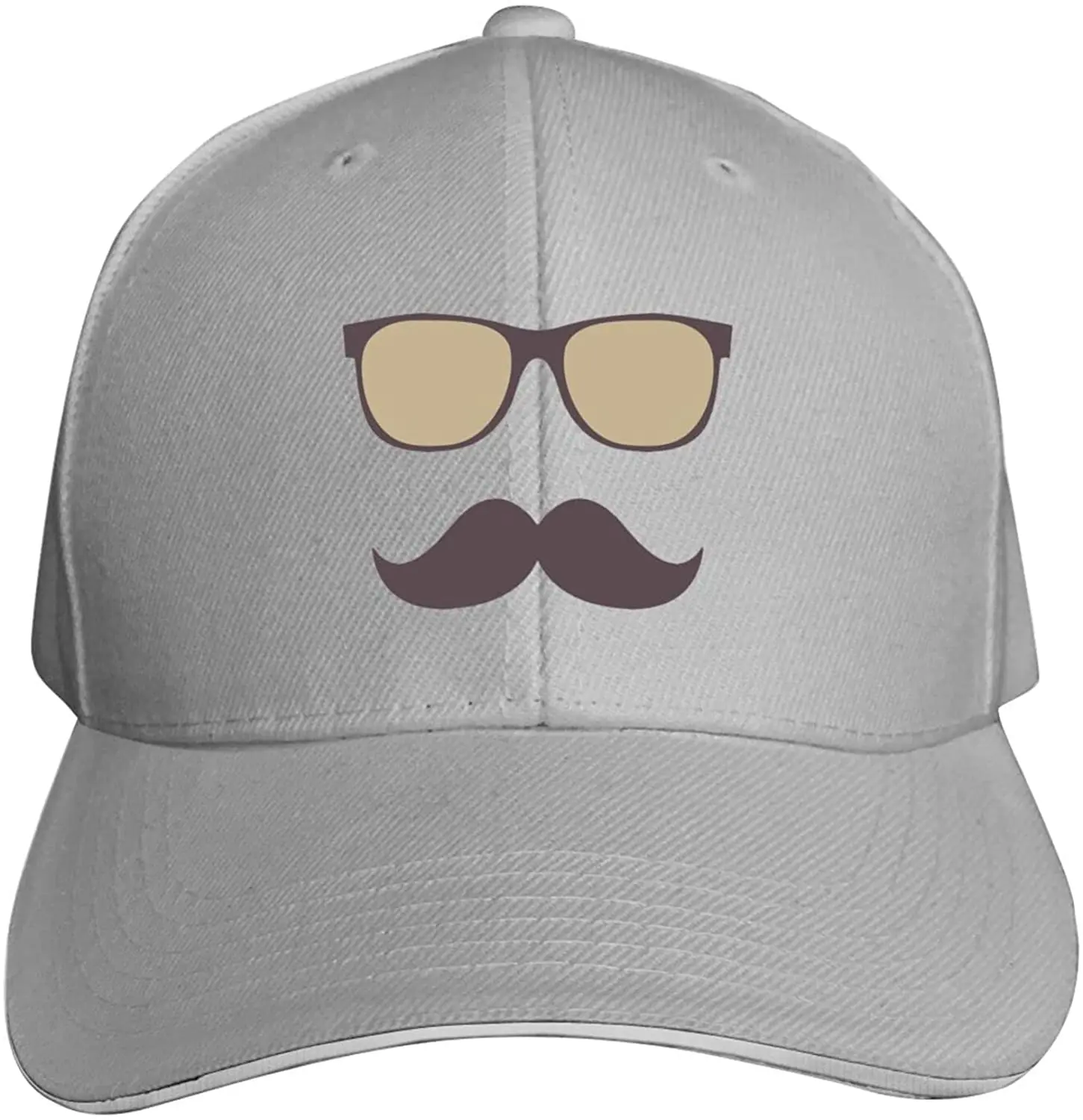 

Adult Baseball Cap Glasses and Mustache Adjustable Sandwich Baseball Cap