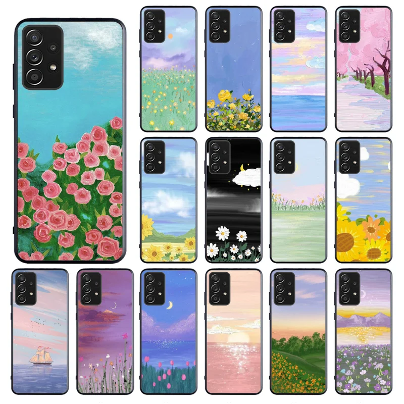 

Hand Painted Flower Phone Case for Samsung Galaxy A13 A22 A32 A71 A33 A52 A53 A72 A73 A51 A31 A23 A34 A54 A52 A53S