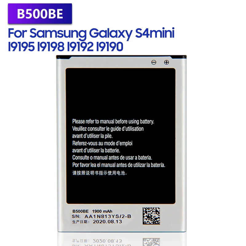 

Replacement Battery B500BE For Samsung GALAXY S4 Mini I9190 S4Mini I9192 I9195 I9198 Rechargeable Battery 3 pins 1900mAh