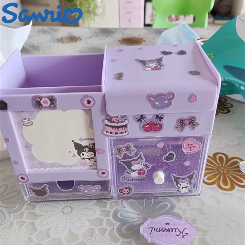 

Sanrio Kawaii Kuromi My Melody Cinnamoroll Desktop Stationery Storage Box Pen Container High-capacity Birthday For Children Gift