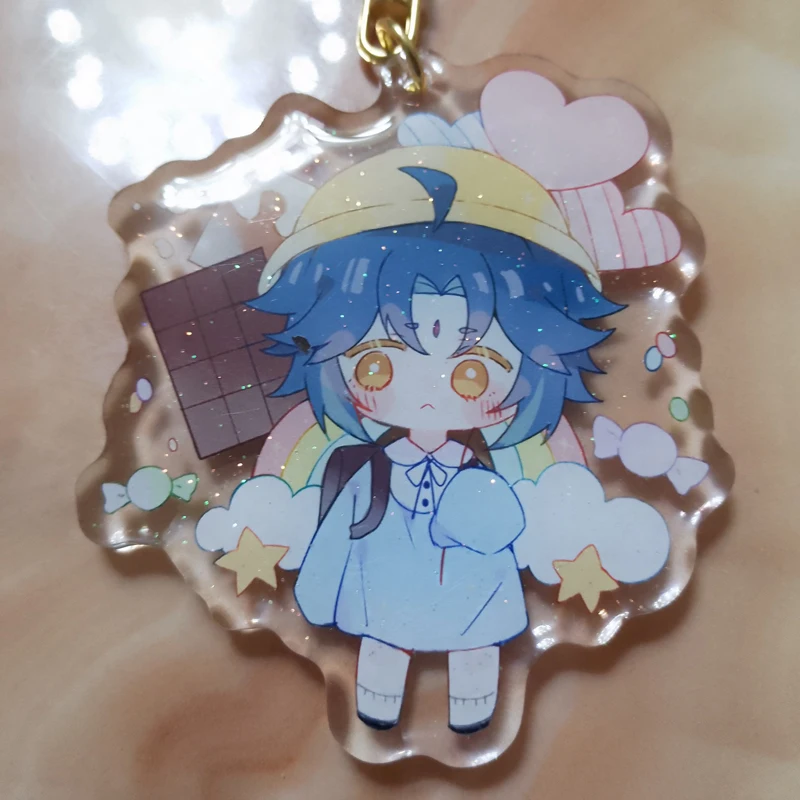 

Genshin Impact Kindergarten Original Cute Child Key Chain Xiao Venti Scaramouche Raiden Ei Glitter Epoxy Keychain Pendant Fans
