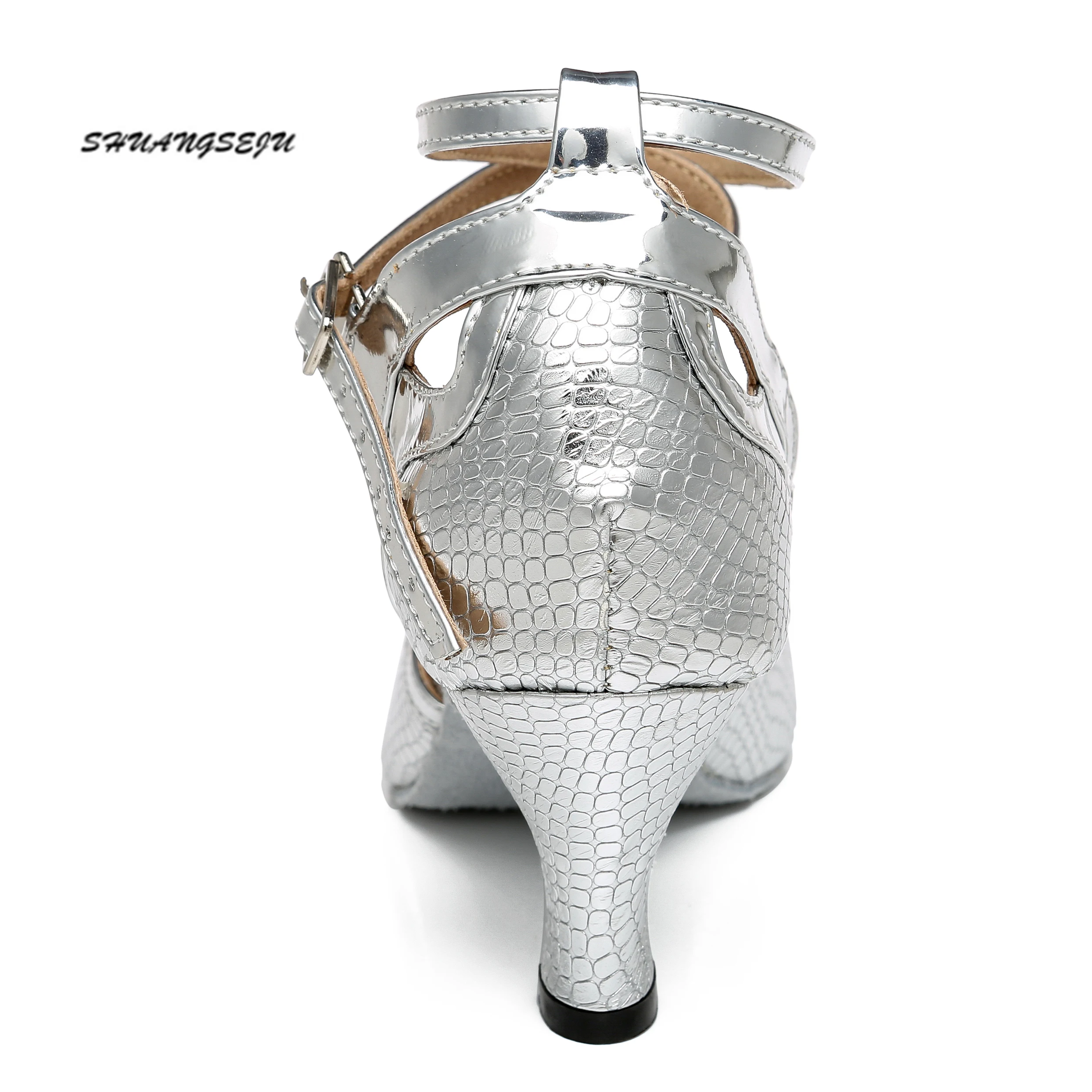 Женские туфли для латиноамериканских танцев Серебристые свадебные из