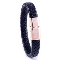 new fashion braided leather bracelet men magnetic buckle bracelet mens wristband punk rock jewelry gift