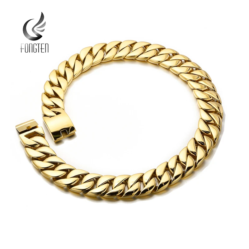 

Fongten 72cm Curb Large Neckalce For Men Heavy Gold Silver Color Stainless Steel Cuban Link Chain Cool Men's Choker Jewelry Gift