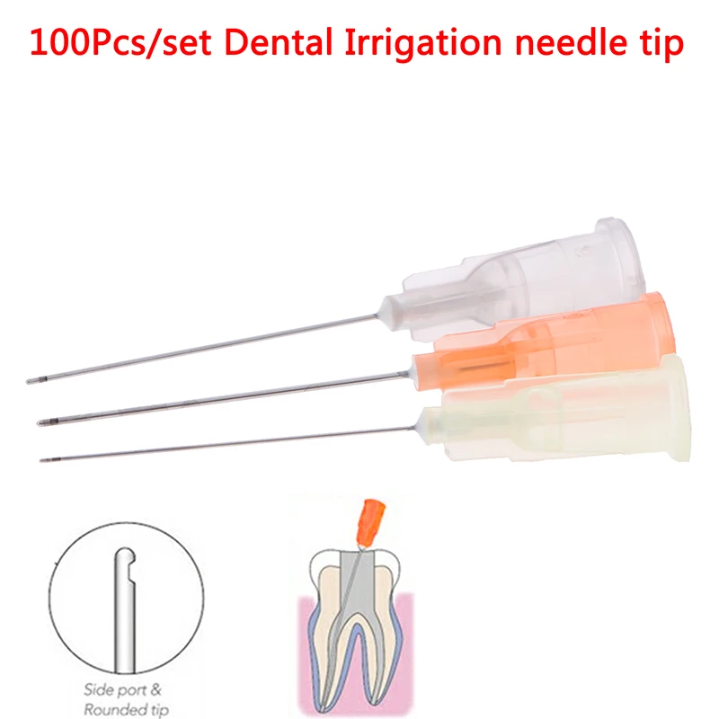 

100pcs 25G/27G/30G Dental Sterile Endodontic Irrigation Needle Tips Plain Ends Notched Endo Needle Tip Syringe Dentist Tools Lab