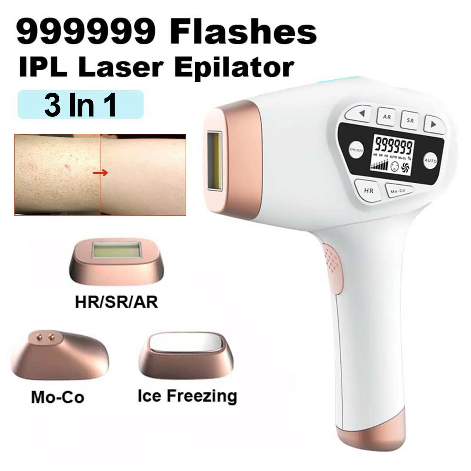 

Безболезненное лазерное устройство для удаления волос на лице бикини, 999999 вспышек, лазерный эпилятор