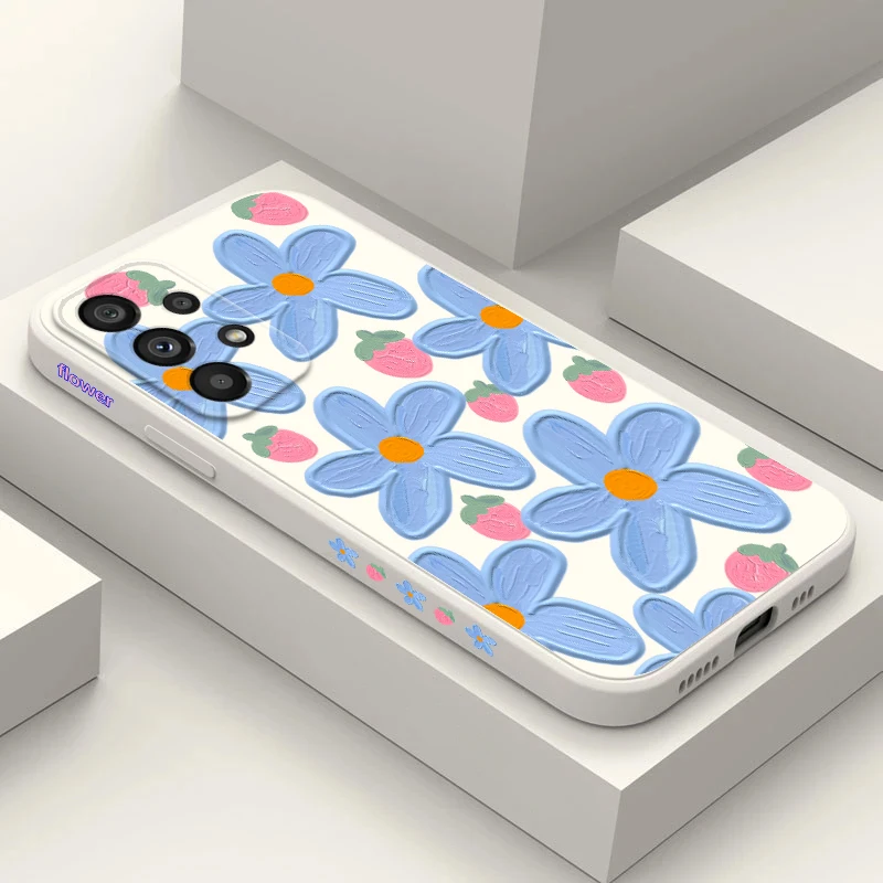 

Phone Case For Samsung A14 M02 A02 02S 03S 03 CORE M12 A12 A13 A21s M22 A22 A23 A41 A42 5G Cover flower purle