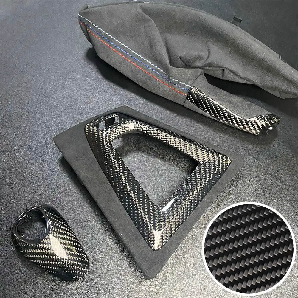 

For BMW M3 M4 F80 F82 F83 Coupe M Performance 2014+ LHD RHD Genuine Carbon Fiber Replace Gear Knob Handbrake Console Panel Cover