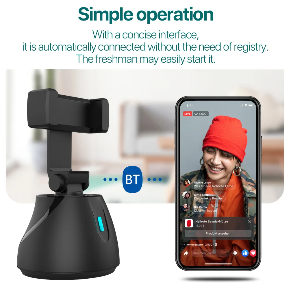 

360 Rotation Face Tracking Selfie Stick Tripod All-in-one Object Tracking Holder Camera Gimbal For Photo Vlog Live Video Record