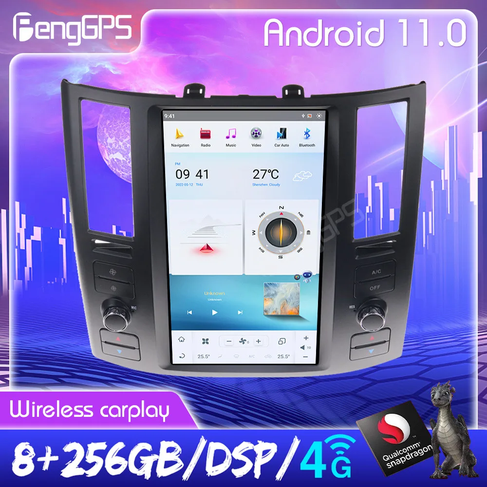 

256G Tesla For Infiniti FX35 FX45 2004-2008 Screen Style Android Auto Stereo Multimedia Player GPS Navigation Carplay Head Unit