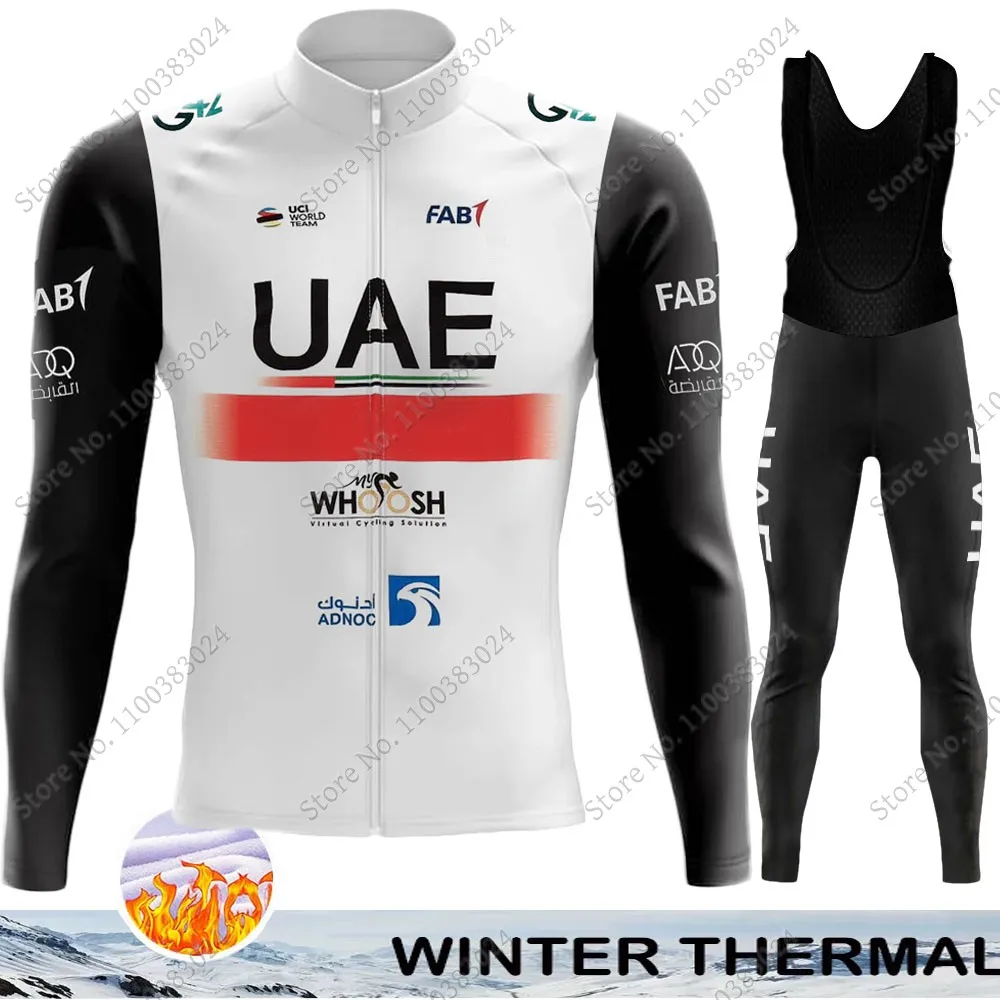 

Winter UAE TEAM 2023 Cycling Jersey Set Long Sleeve Mens Cycling Clothing Road Race Bike Jacket Suit MTB Ropa Maillot