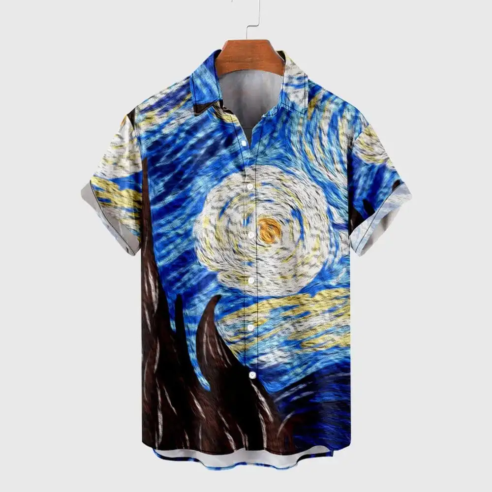 

Рубашка с цветным принтом и коротким рукавом вечерние-рубашка U6