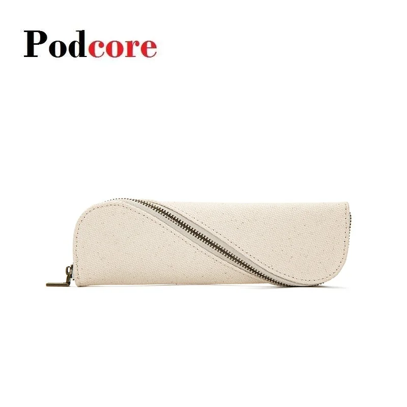 

Простой пенал в стиле Ins, однотонный холщовый Хлопковый чехол для карандашей для студентов, канцелярская сумка