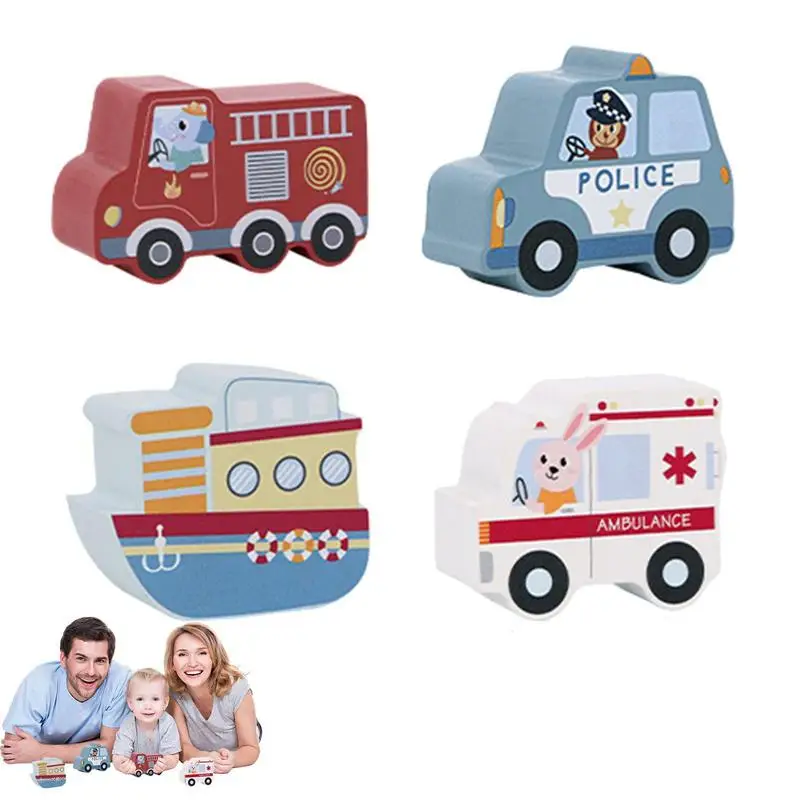 

3D Wooden Puzzle Car Wooden Toddler Jigsaw Puzzle Car Toys Vehicle Shape Jigsaw Puzzles Multifunctional Burr-Free Puzzle Board