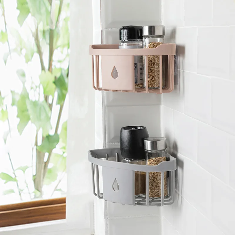 

Bathroom Traceless Punch-free Corner Rack Wall-mounted Wash Storage Rack Kitchen Sink Wall Sponge Wipe Cleaning Ball Racks