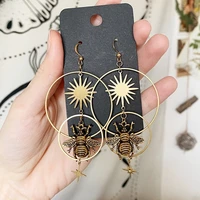 2022 new handmade bees gold dangle earrings long earrings boho jewelry bohemian moon luna sun jewelry