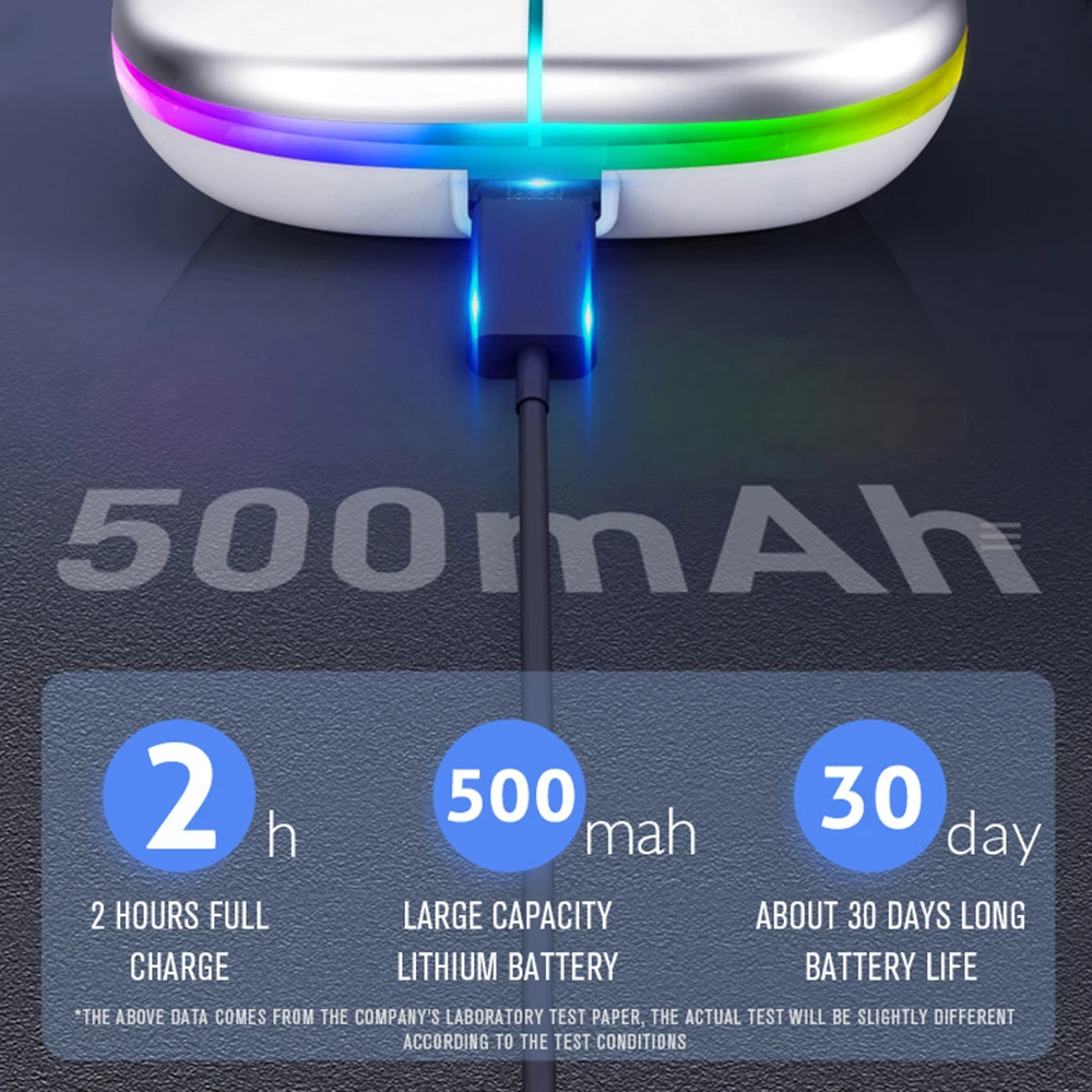 Перезаряжаемая беспроводная мышь Bluetooth компьютерная Mause светодиодный RGB с